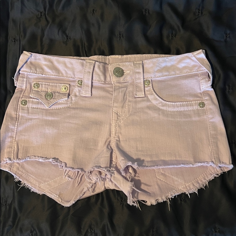 True Religion Women's Soft Pink Jean Shorts